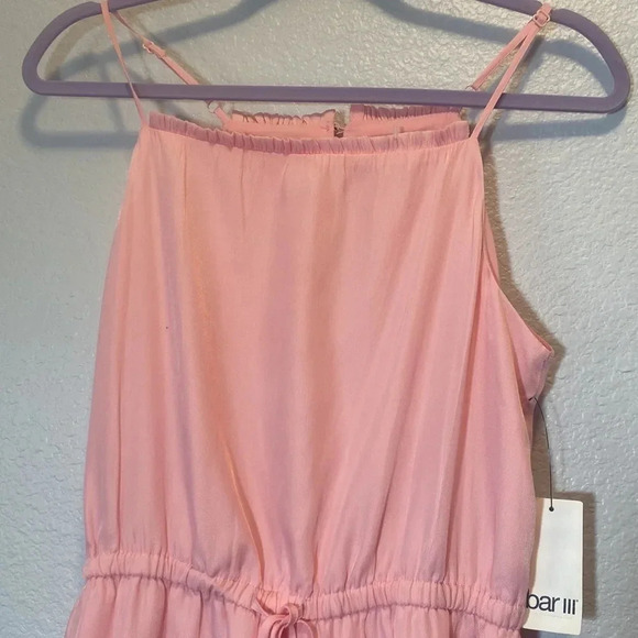BAR III Women's Soft Pink Starfish Square-Neck Strappy Tie-Waist Mini Dress SZ M - Picture 5 of 8